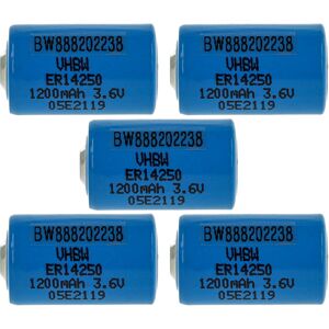 5x Lithium ER14250 Round Cell Batteries Replacement for 6135-99-770-2535, 6ES59800MA11 - Special Battery (1200mAh, 3.6 v, Li-SOCl2) - Vhbw