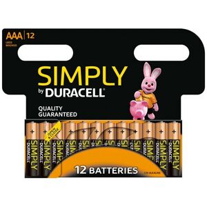 12 x Duracell Simply AAA Alkaline Batteries LR03 MN2400 Alkaline 1.5V Long Last