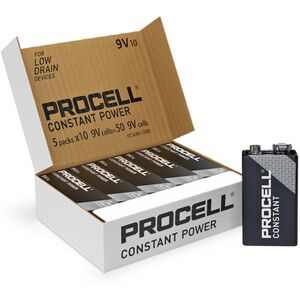 Duracell Procell Constant 9V PP3 6LR61 PC1604 Batteries   Box of 50