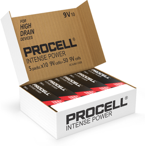 Duracell Procell Intense Power 9V PP3 6LR61 PX1604 Batteries   Box of 50