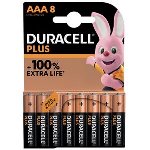 Duracell Plus AAA Battery Alkaline 100% Extra Life (Pack of 8) 5009380