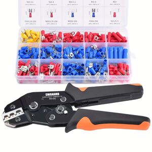 Temu 1 Set Wire Crimping Tool Kit Awg 23-13 With 280 Pcs Insulated Wire Electrical Connectors, Butt, Ring, Spade, Quick Disconnect, Crimp Terminals Cable Lugs Assortment Kit Wire Crimp Set