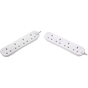 Masterplug BFG5-MP Four Socket Extension Lead, 5 Metre, 13 Amp, White & BFG110N-MP Four Socket Long Extension Lead, 1 Metre, White