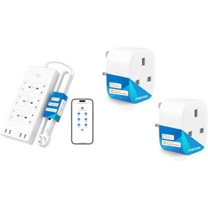 Meross Smart Power Strip, 6 Outlets + 4 USB Ports Smart Extension Lead & Mini MSS110 Smart Plug - WiFi Plugs Compatible with HomeKit, Alexa, Google Home,SmartThings Wireless Remote Control(2 Pack)