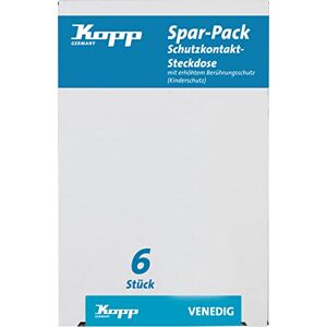 Kopp 924129056 Venice Earthing Contact sockets, Pack of 6, Pure White, Profipack (6 Stück)