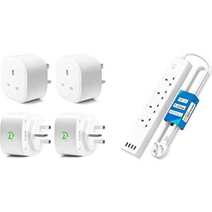 meross Smart Plug WiFi Socket Works with Amazon Alexa, Google Home (4PACK) & (Updated) Smart Power Strip, Support Apple HomeKit, Alexa, Google Home, 4 AC Outlets and 4 USB Ports Wi-Fi Surge Protector