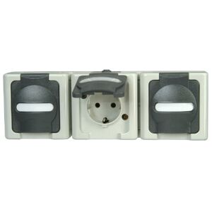 Kopp Blue Electric 131356005 Contact Protected Triple Plug Socket with Cover