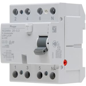 Kopp NR 25A 300mA 4p Residual Current Circuit Breaker, RCD, 25 A, 300 mA, 4-Pole, 752543097, 25A/300mA