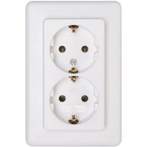 Kopp Europe 912613066 Europa Earthing Socket, 2-Way Without Increased Contact Protection, Arctic White, 2-fach ohne Berührungsschutz