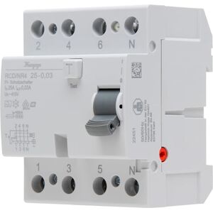 Kopp NR 25A 30mA 4p Residual Current Circuit Breaker, RCD, 25 A, 30 mA, 4-Pole, 752548092, 25A/30mA