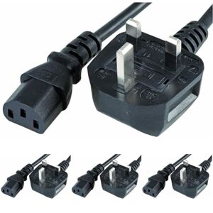PRO ELEC PEL00095 2m UK Mains Plug to IEC C13 Socket Lead, 10A, Black (Pack of 4)