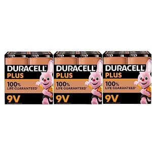 12 x Duracell 9V Plus (3 Blister Packs of 4 Batteries) 12 Batteries (6LR61/MN1604)