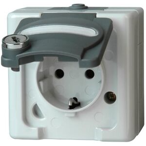 103556002 Kopp Blue Electric Plug Socket with Safety Folding Lid