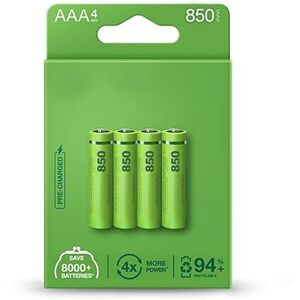 WatioWave AAA Rechargeable Battery 85 mAh Factory Precharged, Blister Pack of 4 Batteries