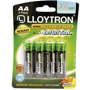 LLOYTRON NiMH Rechargeable AccuDigital Batteries / AA Size / 1300mAh / 4 Pack - B012