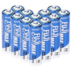 Fuji Enviromax AA batteries, extra heavy duty, manufactured to be eco-friendly and powerful, LR6 Carbon Zinc - (Pack of 12)