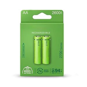 Glowster 27 mAh AA Rechargeable Battery Factory Precharged Blister Pack of 2 Batteries