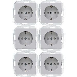 Kopp Athenis 943034058 Professional Pack, Contents 6 x Earthing Contact Sockets, 1-Way with Touch Protection, 16 A, 250 V~, IP20, Grey, Matte Surface