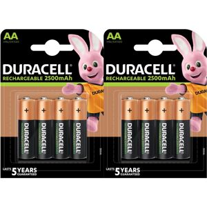 Duracell Rechargeable Batteries AA NiMH 2500mAh DX1500 Pack of 8
