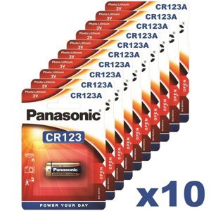 10 x Panasonic CR123A Lithium Batteries 3V CR123
