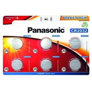 Panasonic CR2032 3V Lithium Batteries 2032 6-Pack