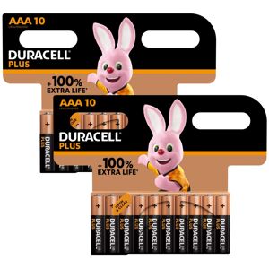 20 x Duracell Plus AAA Alkaline Batteries MN2400 LR03 1.5V