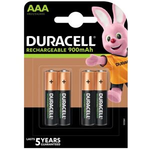 Duracell Rechargeable AAA Batteries NiMH 900mAh HR03 DX2400 4-Pack