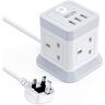 3M Extension Lead Cube With USB, BEVA 4 Gang Extension Socket With 3 USB Ports,