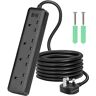 LIPWEL Black Extension Lead 1m Extension Cord 4 Way Multi Plug Socket Extensions,3250W