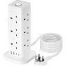 3M Tower Extension Lead with USB C, Hotimy 12 Way Multi Plug Extension Tower wit