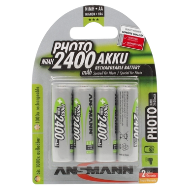Ansmann Photo AA HR6 2400mAh Rechargeable Batteries   4 Pack