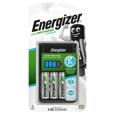 Energizer 1 Hour Battery Charger   Inc 4 x 2300mAh AA Rechargeable Batteries