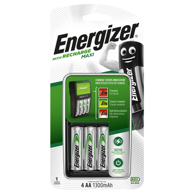 Energizer Maxi Charger   Inc 4 x AA 1300mAh Rechargeable Batteries