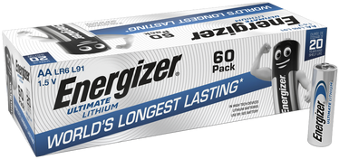 Energizer Ultimate Lithium AA LR6 L91 Batteries   60 Pack