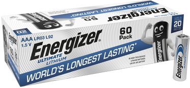 Energizer Ultimate Lithium AAA LR03 L92 Batteries   60 Pack