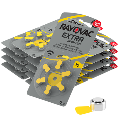 Rayovac Extra Size 10   Yellow   Hearing Aid Batteries   60 Pack