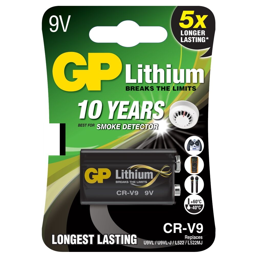 GP Batteries GP 9V Lithium Battery CR-V9 PP3 CRV9 Batteries