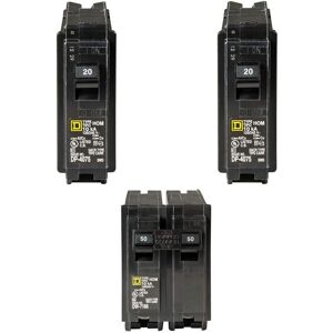 Square D Homeline 2-20 Amp Single-Pole and 1-50 Amp 2-Pole Circuit Breakers (3-pack)