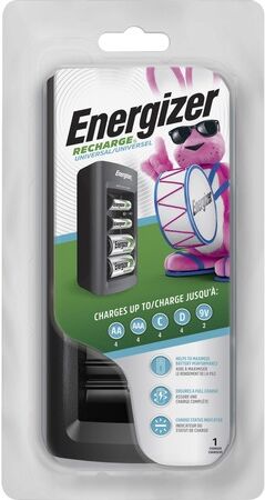 Energizer Recharge Universal Charger for NiMH Rechargeable AA, AAA, C, D, and 9V Batteries