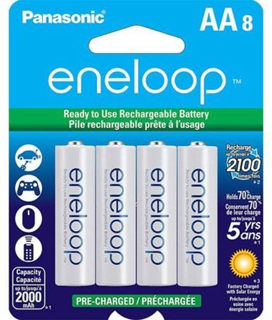 Photos - Battery Panasonic Eneloop AA - 8 Pack 2nd Generation, White, BK-3MCCA8BA 