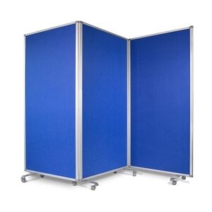 Filz Stellwand - Trennwand 3-teilig  mit Rollen - doppelseitig nutzbar / 180 x 180 cm Blau