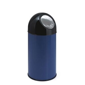 Affaldsspand PUSH, 40 l, stålplade, blå, højde 650 mm, uden inderspand