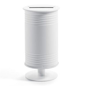Affaldsbeholder Tin, H 650 mm, søjlefod, single, låg til papir, hvid
