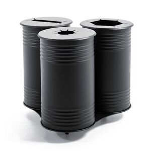 Affaldsbeholder Tin, H 600 mm, hjul, triple, med låg, sort
