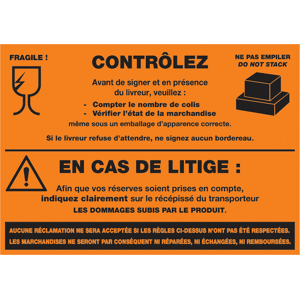 Etiquettes adhésives pour le transport "Contrôlez" - Publicité