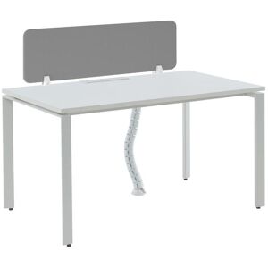 Workea Bureau professionnel 1 personne Blanc L140 cm Avec separateur DOWNTOWN