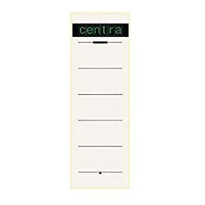 Centra Étiquette Self Adhesive pour Classeurs à Levier Couverture Papier et Dos 75 mm, Large, Court, 61 x 192 mm, Papier, 521114, Blanc, Lot de 10 Étiquettes - Publicité