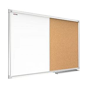 ALLboards Tableau Combi 2 en 1, Blanc Magnétique Effaçable à Sec et en Liège avec Cadre en Aluminium 90x60cm, Whiteboard Tableau d'Affichage - Publicité