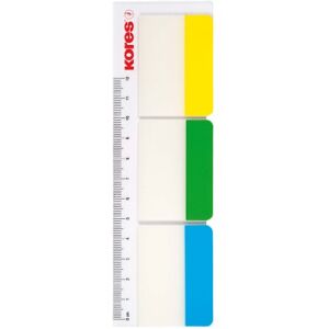 Kores Bandes d'Indexation Larges en Film Autocollant sur Règle, Marqueurs de Page Autocollants, Fournitures Scolaires et de Bureau, 37 x 50mm, Paquet de 3 Couleurs Assorties x 10 Feuilles Chacune - Publicité