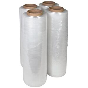 Lot de 4 rouleaux de film étirable manuel transparent 20 microns 50 cm x 250 mètres pour palettes et emballages - Publicité